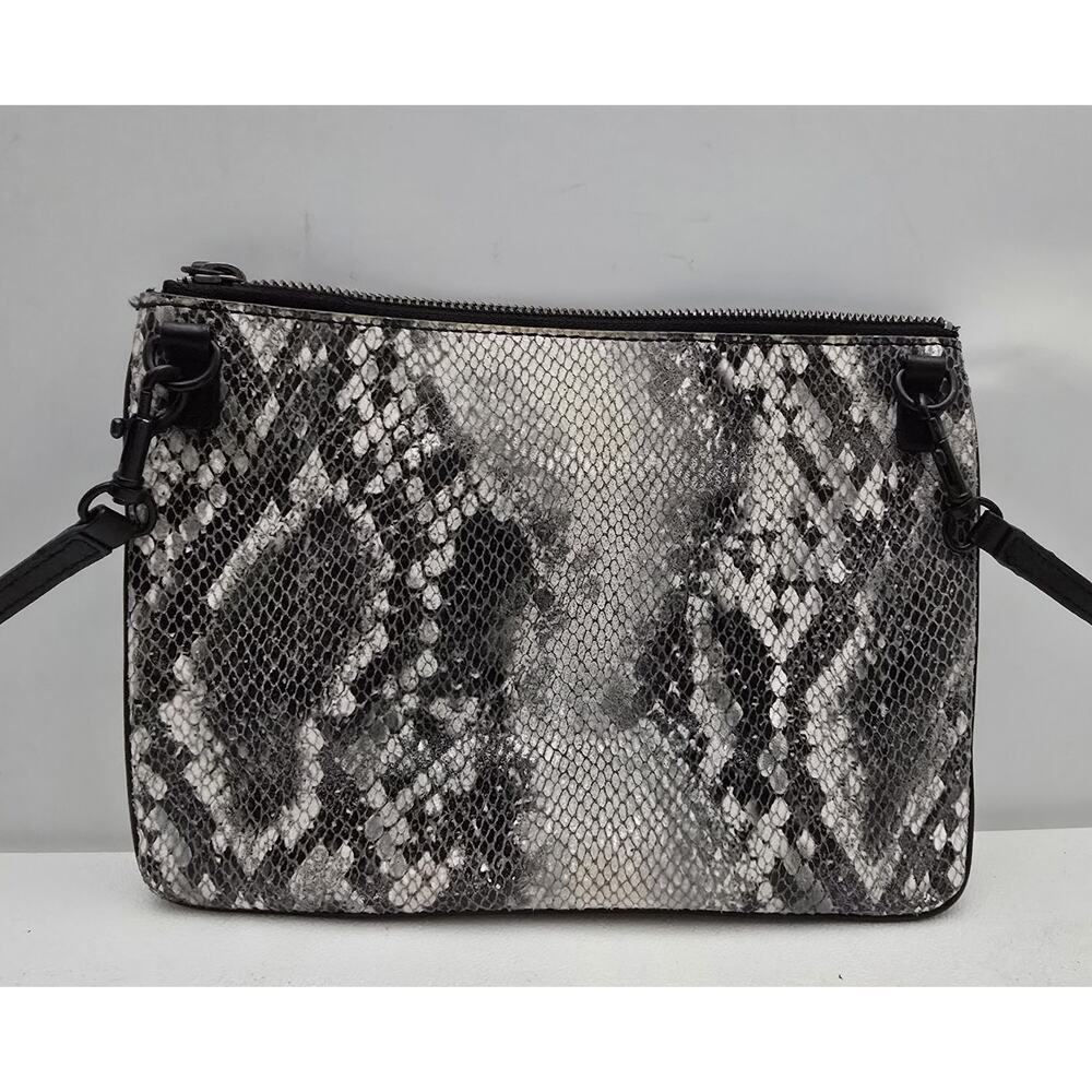 GAP Small Black & Gray PYTHON PRINT Textured Leather Slim Crossbody Shoulder Bag - Picture 3 of 11